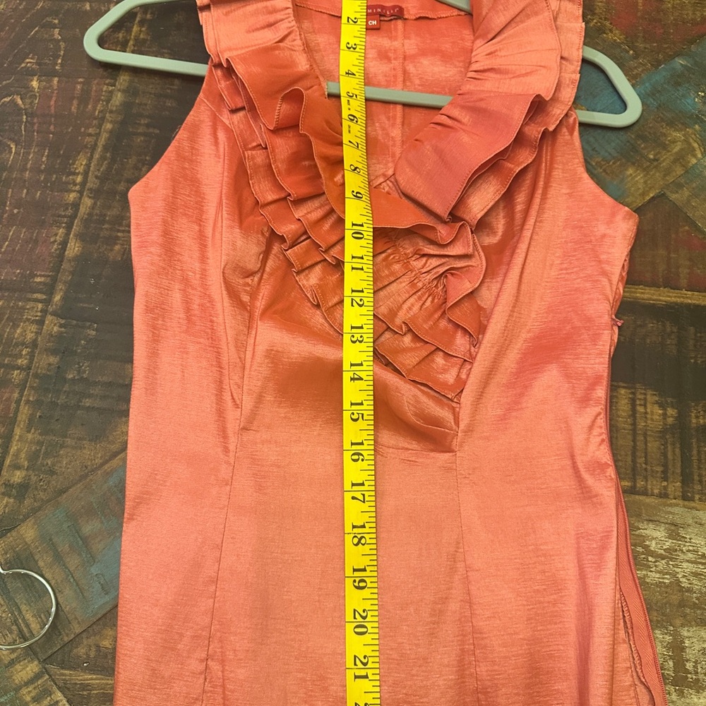 Red Coral Elegant Ruffled Sleeveless Blouse Small Y2K Liz Minelli - Picture 2 of 7
